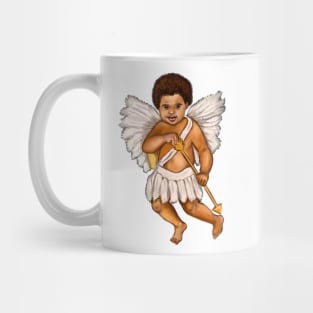 The Best Valentine’s Day Gift ideas 2022, Cupid.... caramel afro baby angel holding an arrow - curly Afro Hair and gold arrow Mug